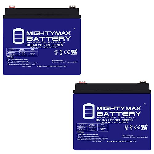 Mighty Max Battery 12V 35AH Gel Battery for U1 One New Wheelchair Deep Cycle - 2 Pack