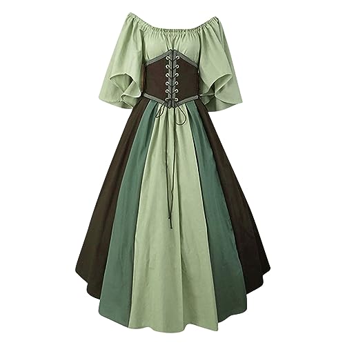 Tuianres Women's Vintage Medieval Dresses with Corset Gothic Punk Off Shoulder Renaissance Dress Cosplay Holloween Costumes dresses for women cheap