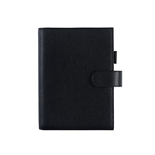 Moterm Leather Cover for Stalogy B6 - with Back Pocket, Pen Loop and Card Slots (Pebbled-Black, B6+)