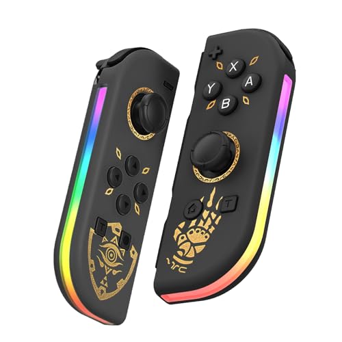 JULAND Controller for Switch, Replacement for Switch Controllers, Right and Left Wireless Joy-pad Controller, Support Double Vibration/Wake-up/Screenshot/Motion Control - Black Gold