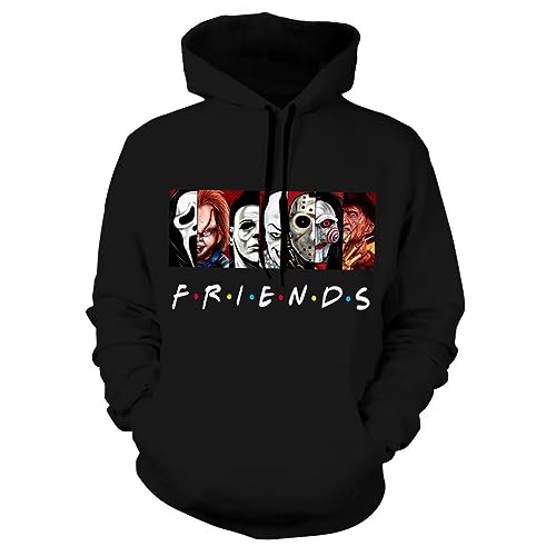 TCPZL Horror Friends Hoodie Halloween Hooded Sweatshirt for Mens Womens 4-M