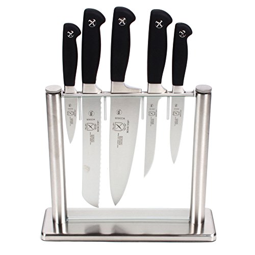 Mercer Culinary M20000 Genesis 6-Piece Forged Knife Block Set, Tempered Glass Block,Black