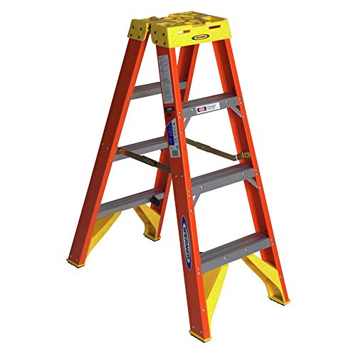 Werner (T6204) Twin Step Ladder, Fiberglass, Orange, 4' Length, 19.92' Width, 9' Height