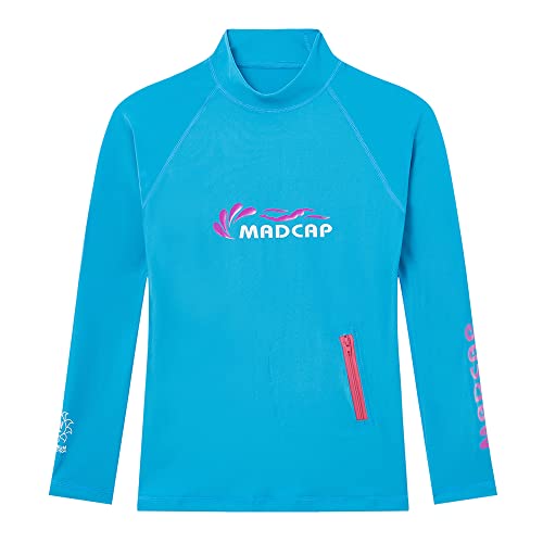 MADCAP Girls' UV Sun Protection Long-Sleeve Rash Guard (Blue, 16-XL)