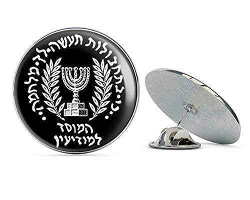NYC Jewelers Round Black Mossad Logo (Israel spy Israeli Jewish) Metal 0.75' Lapel Hat Pin Tie Tack Pinback