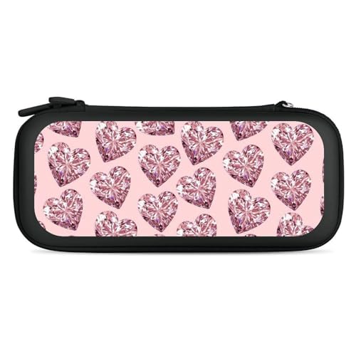 Pink Diamond Slim Carrying Case with 15 Game Cartridges Compatible with Switch Hard Portable Travel Carry Case Black-Style