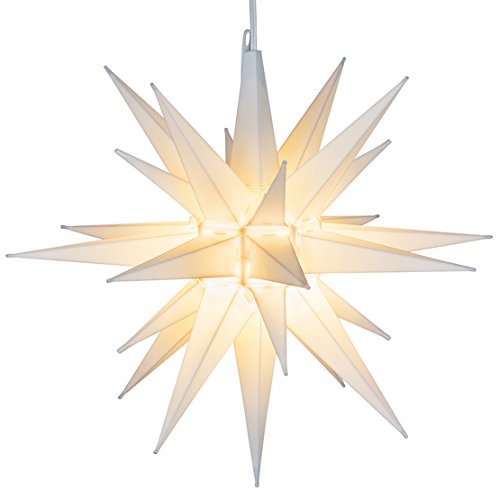 Elf Logic 21' Large Warm White LED Moravian Star - Hanging Outdoor Christmas Light - Use as Holiday Decoration, Porch Light, 3D Fixture, Advent Star, Wedding & Ballroom Venue Decor - Assembly Required