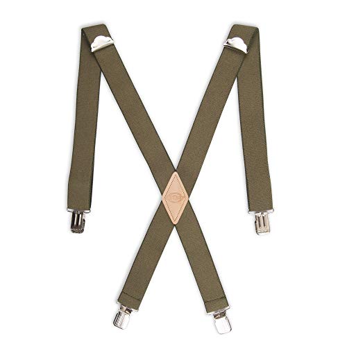 Dickies Men's 1-1/4 Solid Straight Clip Suspender, Olive, One Size