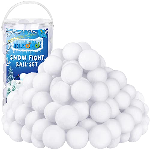 ELCOHO 36 Pieces 2 Inch Fake Snowballs Artificial Snowball Fight Fake Winter Snowball Fluffy Fun Stress Snowballs Toys for Xmas Party Supplies Winter Snowball Fight Games Indoors