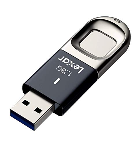 Lexar Jumpdrive Fingerprint F35 128 GB USB 3.0 Flash Drive, Black/Silver (LJDF35-128BNL)