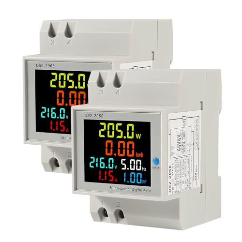 2Pack Digital Single Phase Energy Meter Tester Electricity Usage Monitor AC 110V 40V~300V 100A Ampermeter Power Voltmeter Ammeter Voltage Amps Watt Kwh Frequency Power Factor Meter Multimeter