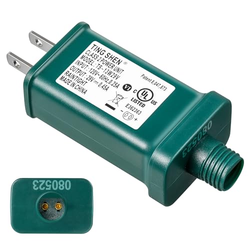 Enhon 29V LED Power Supply, UL Listed LED Transformer Replacement Class 2 Power Supply, Low Voltage Transformer US Plug Adapter for Christmas Tree Light and LED String Light, Green (TS-13W29V)