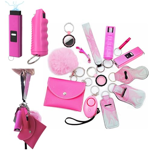 BATUMEYE Gift Set for Woman with Card Holder, Wristlet Lanyard,Pom Pom Ball,Travel Bottle Holder(pink)