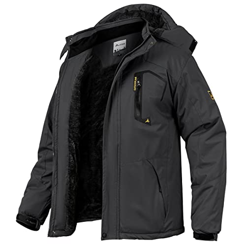 MANSDOUR Men's Waterproof Ski Jacket Warm Fleece Snowboard Jacket Winter Snow Coat for Men Windproof Mountain Skating Skiing Hiking Jackets Hooded Raincoat Windbreaker
