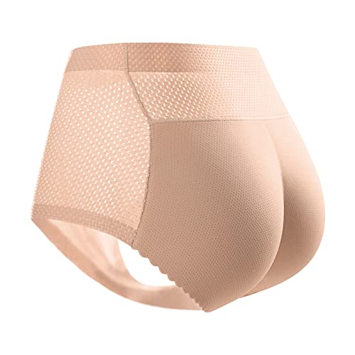 NiceOne Womens Butt Lifter Padded Panties Adjustable Padded Buttocks Enhancer Body Shaper Push Up Panties Buttocks Pants 1.5Cm Tanga Panties for Women Sexy Beige S