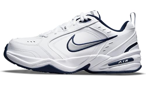 Nike Men's NIKE AIR MONARCH IV (4E) RUNNING SHOES -11; White / Metallic Silver-Midnight Navy