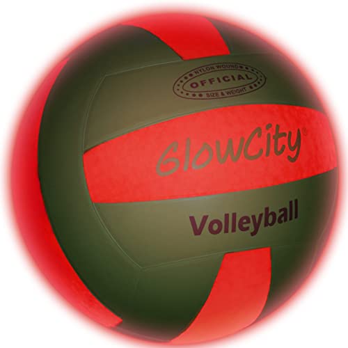 GlowCity Glow in The Dark Volleyball - Light Up Volleyballs for Kids, Teens and Adults with 2 LED Lights and Pre-Installed Batteries - Official Size and Weight﻿