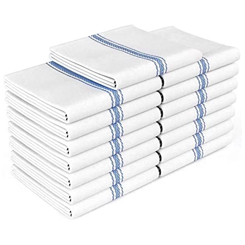Zeppoli Classic Dish Towels - 15 Pack - 14' by 25' - 100% Cotton Kitchen Towels - Reusable Bulk Cleaning Cloths - Blue Hand Towels - Super Absorbent - Machine Washable