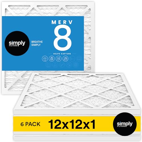 Simply by MervFilters 12x12x1 Air Filter, MERV 8, MPR 600, AC Furnace Air Filter, 6 Pack