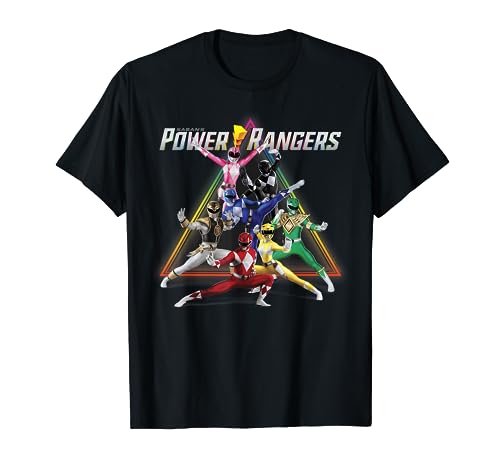 Power Rangers Rainbow Pyramid Retro Action Portrait T-Shirt