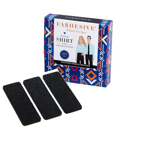 Fabhesive Shirt Grips -Keep Shirts Tucked, Non-Slip Gripper Tape for Waistband, 12 Reusable Adhesive Strips
