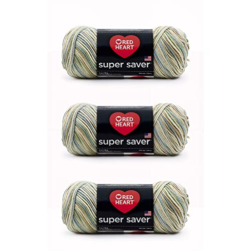 Red Heart Super Saver Yarn, 3 Pack, Aspen Print 3 Count