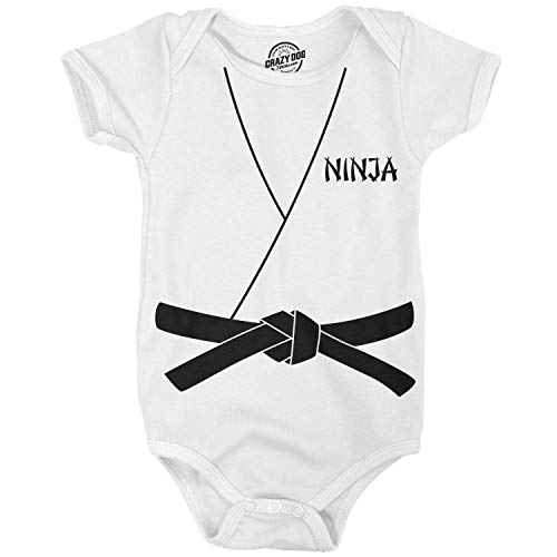 Crazy Dog T-Shirts Creeper Ninja Baby Bodysuit Funny Karate Costume Jumper Funny Baby Onesies Halloween Onesie for Baby Funny Ninja Onesie Novelty Onesie White 12 Months