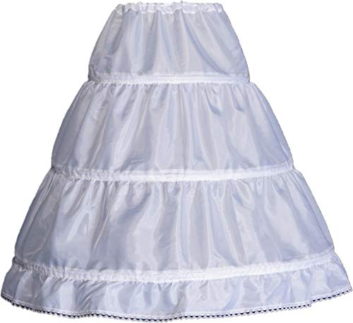 WMLWL Girls' 3 Hoops Petticoat Slips Crinoline, White, 8-9 Years