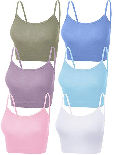 6 Pieces Women Crop Cami Top Sleeveless Spaghetti Strap Tank Top for Sports Yoga