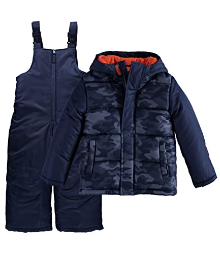 Rothschild Boys' 2-Piece Ski Jacket and Snowbib Snowsuit Set (Navy Camouflage, 10-12)