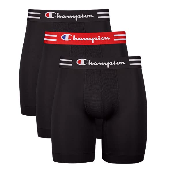 Champion mens Cotton Stretch Boxer Briefs, Black, X-Large US