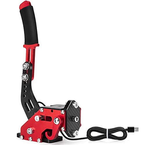 USB Handbrake Clamp for PC Sim Racing Games G25 G27 G29 T500 FANATECOSW DIRT RALLY Windows (Without clamp, Red)