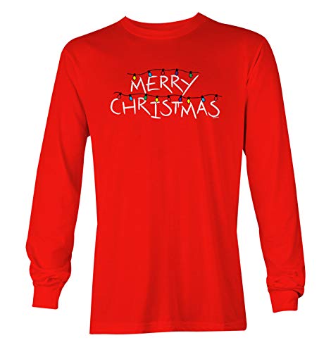 Merry Christmas Lights - Holiday Season Gift Unisex Long Sleeve Shirt (Red, Large)