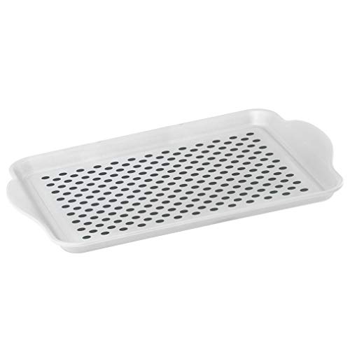 OGGI Anti Slip Serving Tray with Handles- White Rectangle Tray - Ideal Tray for Eating, Breakfast Tray, Food Tray, Appetizer Tray, Serving