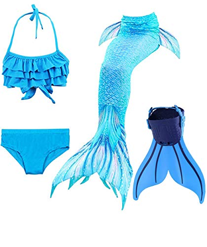 Mermaid Tail Swimsuit with Monofin Girls Boys Swimwear Bikini Set