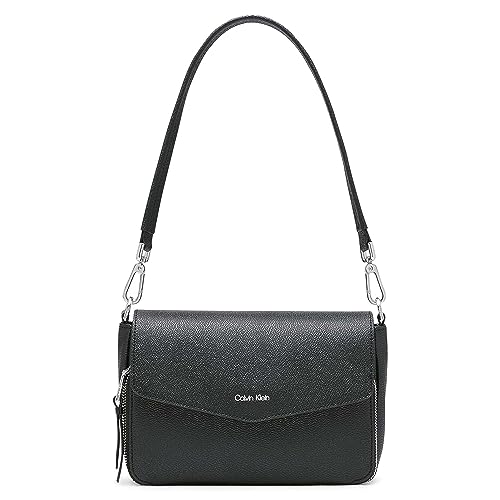 Calvin Klein Ava Novelty Demi Shoulder Bag, Black/Silver Textured