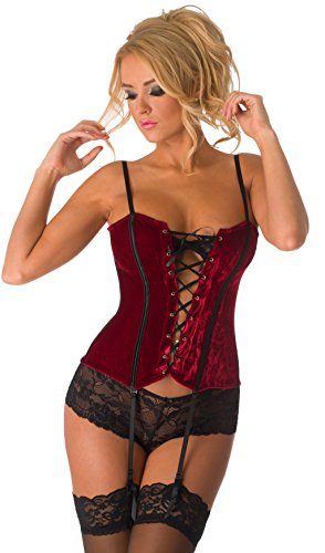 Velvet Kitten by Lingerie Diva Seductive Red Velvet Corset - in Large