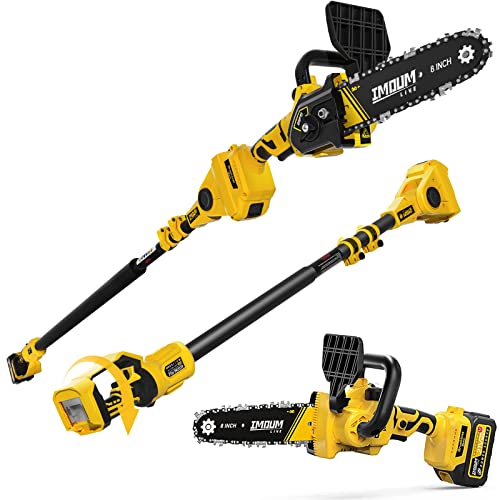 IMOUMLIVE 2-in-1 Cordless 8' Pole Saw & Chainsaw, 21V 3Ah Battery, 8.3lb Lightweight, 16.6ft Max Reach, Rotatable - For Tree Trimming