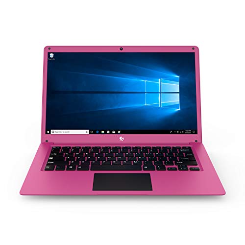 Ematic 14.1' Laptop PC with Intel Atom Quad-Core Processor, 4GB Memory, 32GB Flash Storage and Windows 10, Pink (EWT147PN)