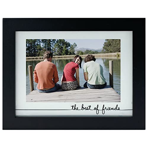 Malden International Designs Rustic Woods Silkscreened Glass Floater 'The Best of Friends' Matted Picture Frame, 4x6/6x8, Black