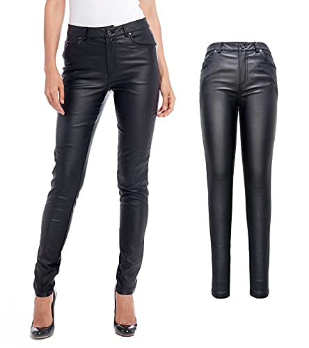 S P Y M Womens Stretchy Jeggings, Faux Leather Legging Pants with Pockets, Regular and Plus Size