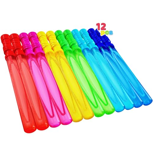 JOYIN 14.6’’ Big Bubble Wands for Kids, 6 PCS Bubble Wand with Bubbles Refill Solution for Summer Toy Party Favor, Outdoors Activity, Easter Basket Stuffers, Birthday Gift