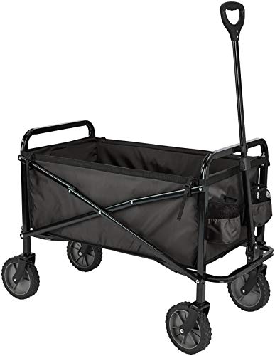 Amazon Basics Collapsible Folding Wagon, Heavy Duty, Utility Wagon for Sports, Camping, Garden, and Shopping, Black