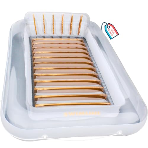 SWIMLINE ORIGINAL Suntan Tub 1-PACK Classic Inflatable Tanning Float Floating Lounge | Gold Personal Tan Pool Hybrid Lounger | Adjustable Pillow | Fill With Water | Reflective Tanning Design