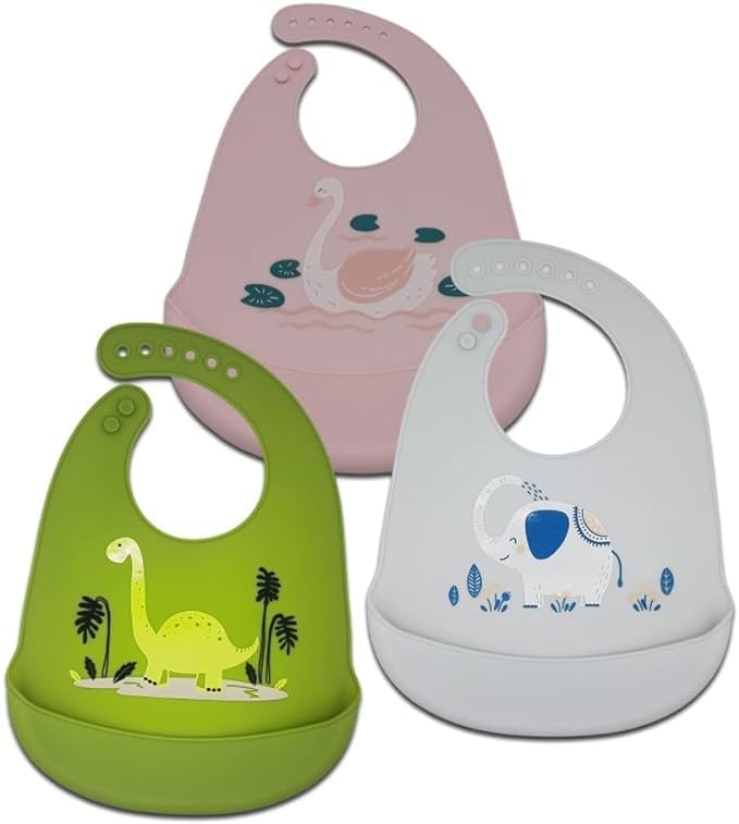 silicone bib, baby bib (White,Pink,Green)