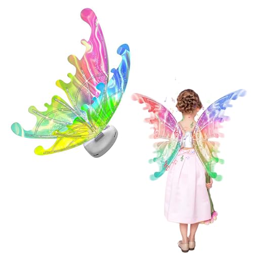 VOD VISUAL Electric Fairy Wings with LED Lights For Kids Girls,Moving LED Electric Butterfly Wings Wonderful Party Accessory for Girls Boys, Cosplay Custom for Halloween & Christmas