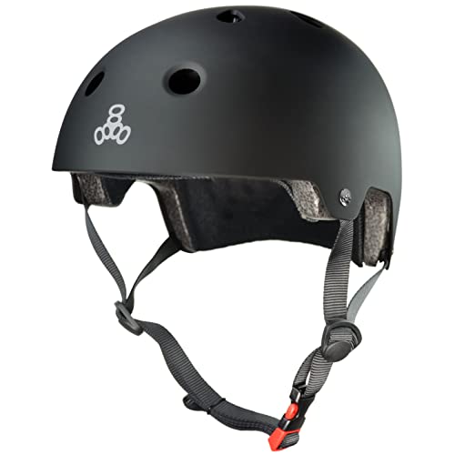 Triple Eight Dual Certified Bike and Skateboard Helmet, Black Matte, Large / X-Large
