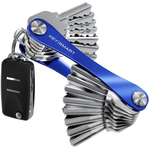 KeySmart Key Holder for Keychain Key Ring - Compact Key Organizer Key Chain Key Case, Minimalist Pocket-Sized EDC Keychain, Loop Piece for Car Fobs, Expandable (up to 22 Keys, Blue)