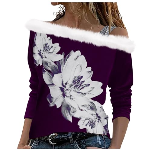 Daily Deals My Orders Womens One Shoulder Furry Trim Cami Shirt Dressy Casual Going Out Tops Long Sleeve Tunic Blouse Floral Geometric Graphic Tees Coupons Deals Essentials