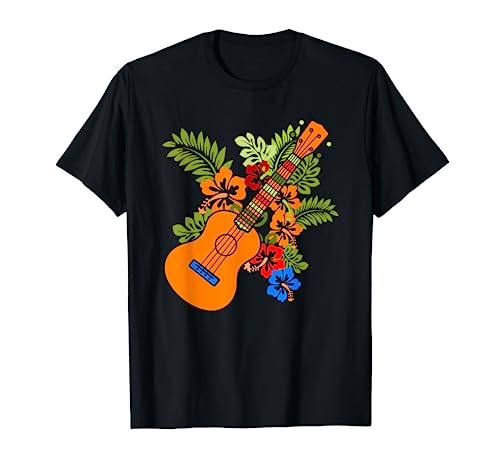 Hawaii Floral Uke Ukulele - Flower Aloha Ukulele T-Shirt